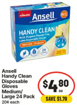 IGA Ansell Handy Clean Disposable Gloves Medium / Large offer