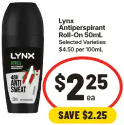 IGA Lynx Antiperspirant Roll On offer