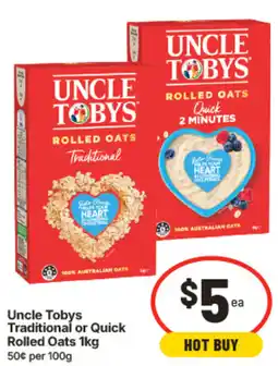 IGA Uncle Tobys Traditional or Quick Rolled Oats offer