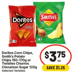 IGA Doritos Corn Chips Smith's Potato Chips or Twisties Churros Cinnamon Sugar offer