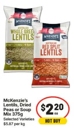 IGA McKenzies Lentils Dried Peas or Soup Mix offer