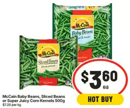 IGA McCain Baby Beans Sliced Beans or Super Juicy Corn Kernels offer