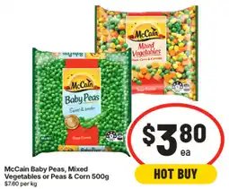 IGA McCain Baby Peas Mixed Vegetables or Peas & Corn offer