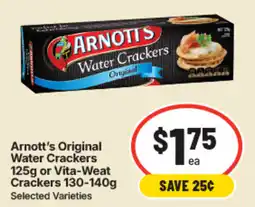 IGA Arnott's Original Water Crackers or Vita-Weat offer