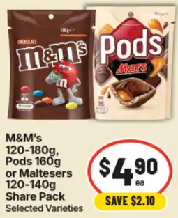 IGA M&M's Pods or Maltesers offer