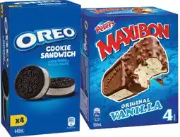 IGA Peters Maxibon, Oreo Cookie Sandwich or Nestlé Kit Kat Ice Cream 4 Pack Selected Varieties offer
