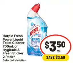 IGA Harpic Fresh Power Liquid Toilet Cleaner or Hygienic & Fresh Sticker offer