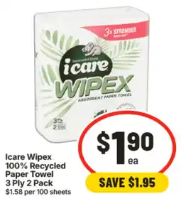 IGA Icare Wipex 100% Recycled Paper Towel 3 Ply offer