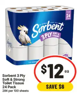 IGA Sorbent 3 Ply Soft & Strong Toilet Tissue offer