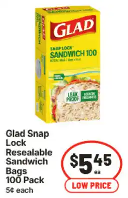 IGA Glad Snap Lock Resealable Sandwich Bags offer