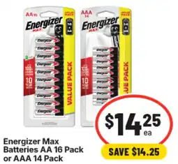 IGA Energizer Max Batteries AA or AAA offer