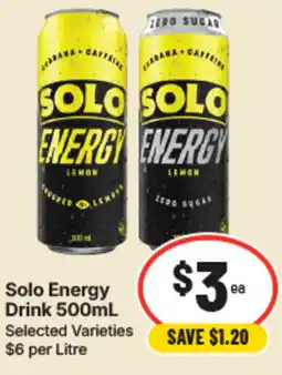 IGA Solo Energy Drink offer