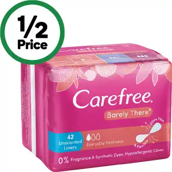 Woolworths Carefree Barely There Unscented Liners offer