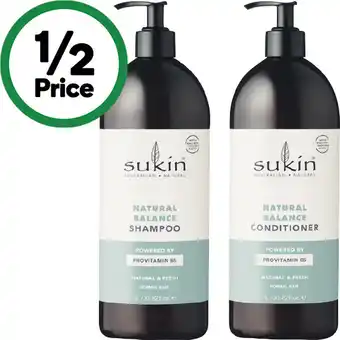 Woolworths Sukin Shampoo or Conditioner 1 Litre offer