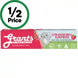 Woolworths Grants Of Australia Kids Natural Toothpaste offer