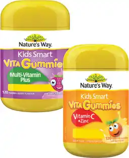 Coles Nature's Way Kids Smart Vita Gummies Multi-Vitamin Plus or Vitamin C + Zinc 120 Pack offer