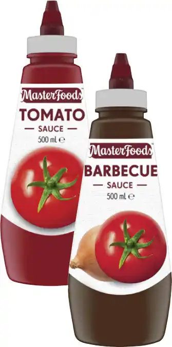 Coles MasterFoods Squeeze Tomato or Barbecue Sauce 475mL-500mL offer