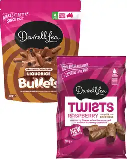 Coles Darrell Lea Bullets or Chocolate Coated Twists 150g-204g offer