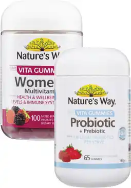 Coles Nature's Way Adult Vita Gummies Women's Multivitamin 100 Pack or Probiotic + Prebiotic 65 Pack offer