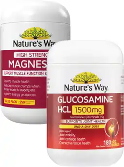 Coles Nature's Way High Strength Magnesium Tablets 250 Pack or Glucosamine 1500mg Tablets 200 Pack offer