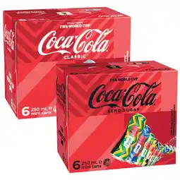 Woolworths Coca-Cola Classic, Zero Sugar or Diet Soft Drink Varieties 6 x 250ml offer