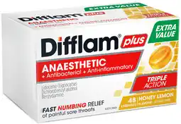 Coles Difflam Plus Anaesthetic Honey Lemon Lozenges offer
