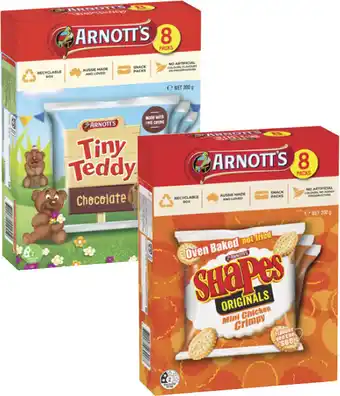 Coles Arnott's Bluey, Tiny Teddy or Shapes Crackers 7 Pack-8 Pack 168g-200g offer