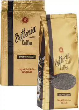 Coles Vittoria Espresso Coffee Beans or Ground 1kg offer