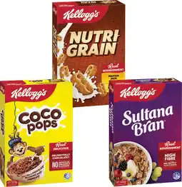 Coles Kellogg's Nutri Grain 290g, Coco Pops 320g or Sultana Bran 420g offer
