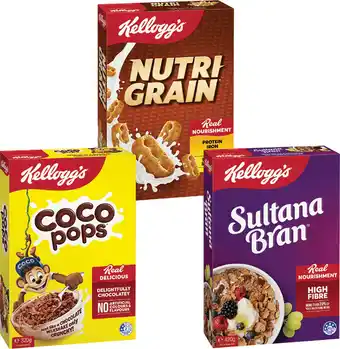 Coles Kellogg's Nutri Grain 290g, Coco Pops 320g or Sultana Bran 420g offer