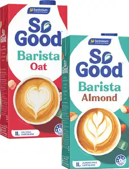 Coles Sanitarium So Good Oat or Almond Barista Milk 1 Litre offer