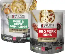 Coles Hong Kong Dim Sim Kitchen Pork & Chive Dumplings or BBQ Pork Buns 300g offer