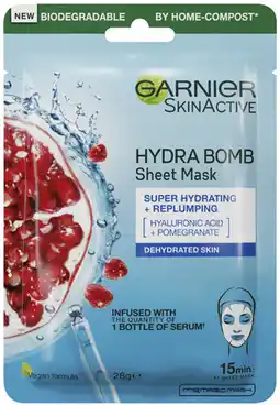 Coles Garnier Skin Active Hydra Bomb Pomegranate Sheet Mask offer