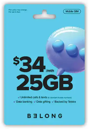 Coles Belong $34 Mobile SIM offer