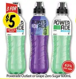 NQR Powerade Outlast or Grape Zero Sugar offer