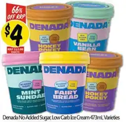 NQR Denada No Added Sugar, Low Carb Ice Cream offer