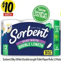 NQR Sorbent Silky White Double Length Toilet Paper Rolls offer