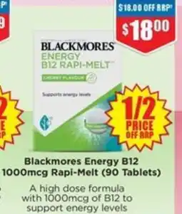 Chemist Warehouse Blackmores Energy B12 1000mcg Rapi-Melt offer