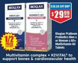 Chemist Warehouse Bioglan Platinum Probiotics Men s or Women s 60+ Multivitamin offer
