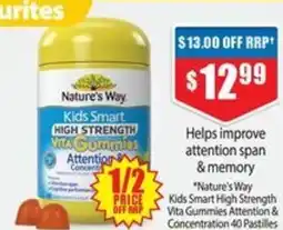 Chemist Warehouse Nature's Way Kids Smart High Strength Vita Gummies Attention & Concentration offer