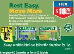 Chemist Warehouse Crampeze 60 Capsules or Forte 60 Tablets offer