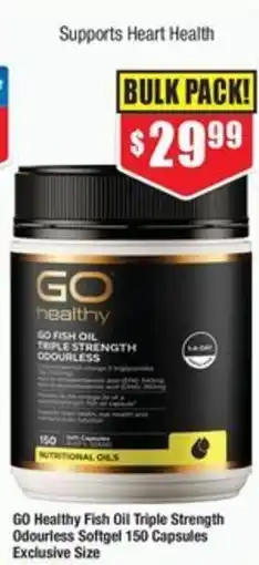 Chemist Warehouse GO Healthy Fish Oil Triple Strength Exclusive Size Odourless Softgel offer