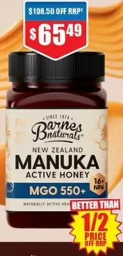 Chemist Warehouse Barnes Naturals New Zealand Manuka Honey MGO 550+ offer