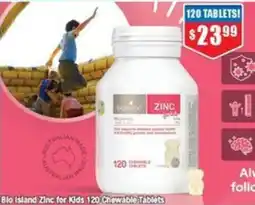Chemist Warehouse Bio Island Zinc for Kids 120 Chewable Tablets offer
