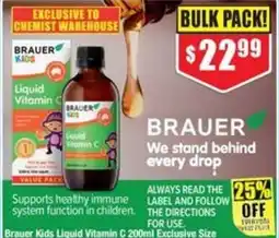 Chemist Warehouse Brauer Kids Liquid Vitamin C offer