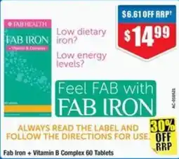 Chemist Warehouse Fab Iron + Vitamin B Complex 60 Tablets offer
