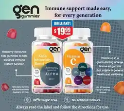Chemist Warehouse GEN Alpha Gummies Kids Immunity Boost Raspberry 60 Pack oder GEN All Gummies Vitamin C Orange 40 Pack offer