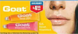 Chemist Warehouse Goat Mango Glow or Watermelon Kiss Moisturising Lip Balm offer