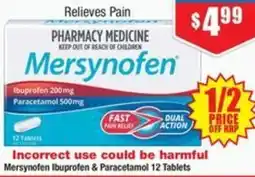Chemist Warehouse Mersynofen Ibuprofen Paracetamol 12 tablet offer