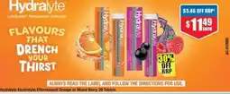 Chemist Warehouse Hydralyte Electrolyte Effervescent Orange or Mixed Berry 20 Tablets offer